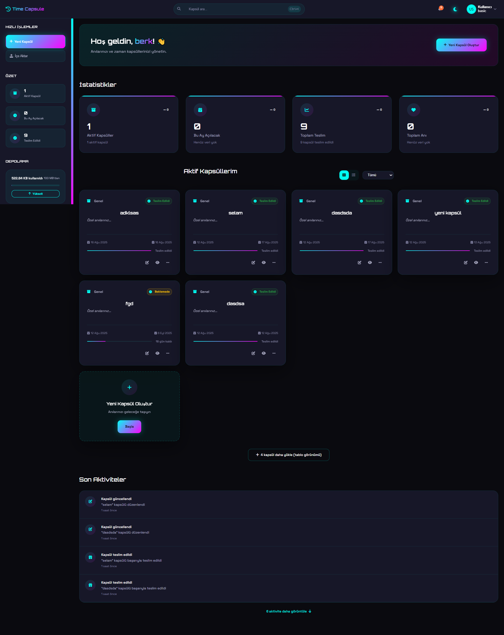 Dashboard Genel Görünüm
